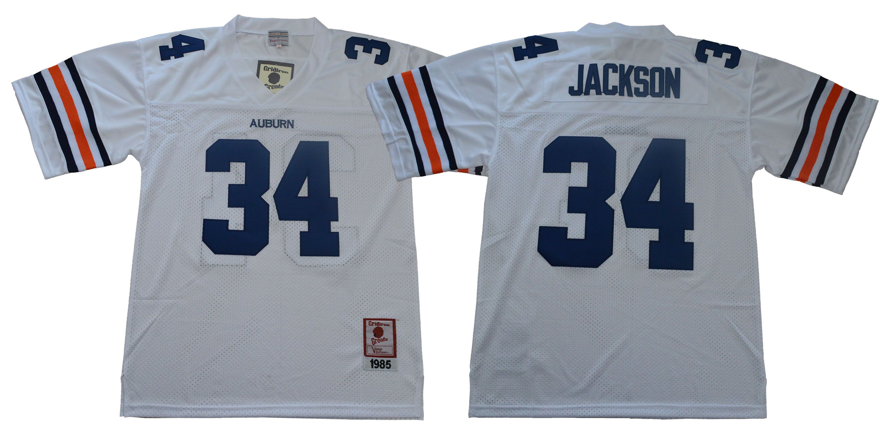 Men Auburn Tigers 34 Jackson White Throwback NCAA Jerseys